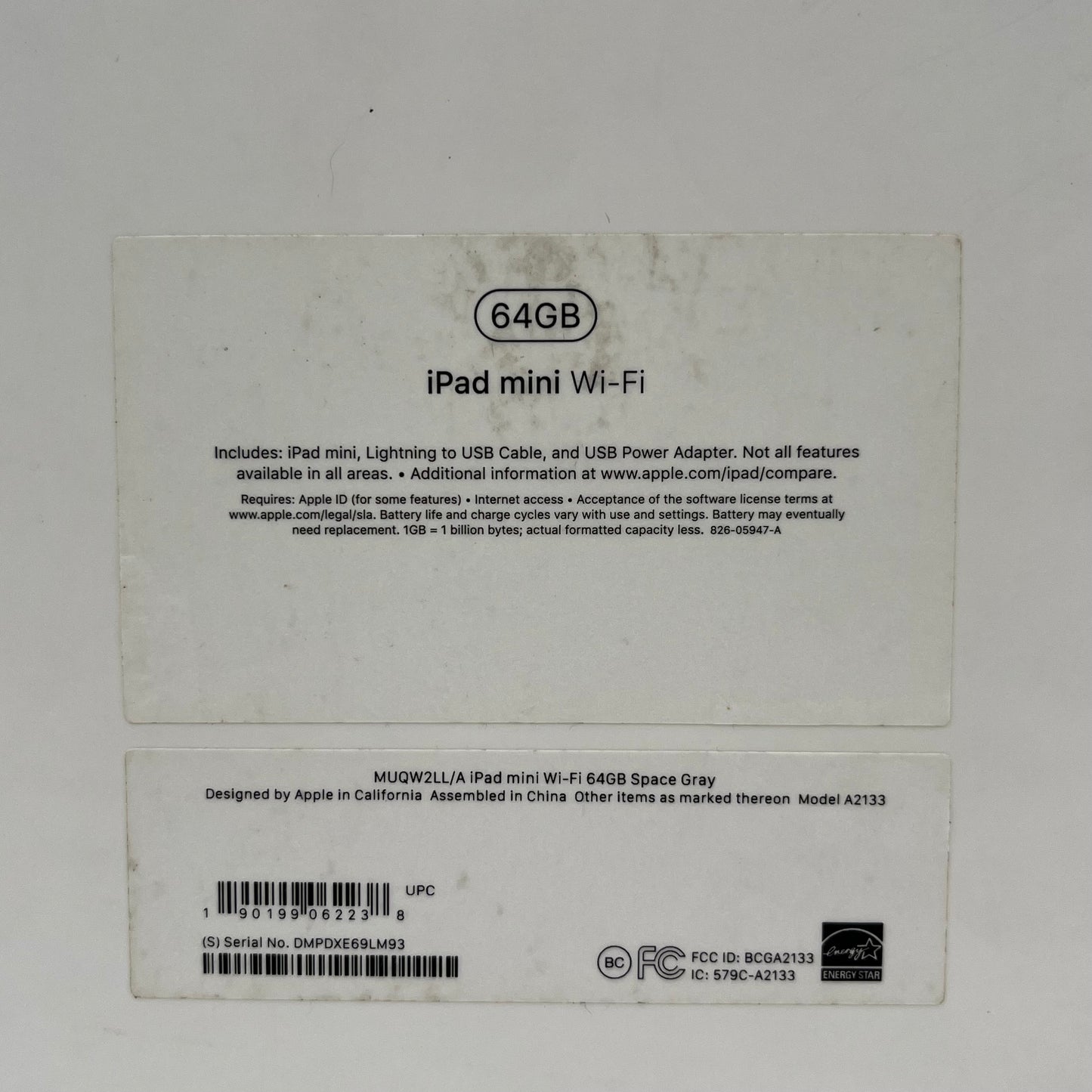 WiFi Only Apple iPad Mini 5th Gen 64GB 15.1 Space Gray MUQW2LL/A