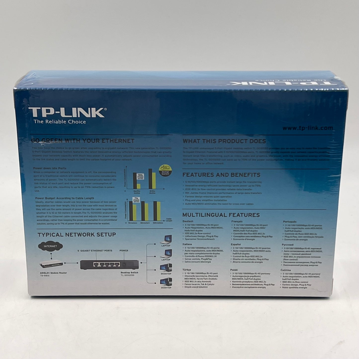 New TP-Link TL-SG1005D 5-Port Gigabit Desktop Switch