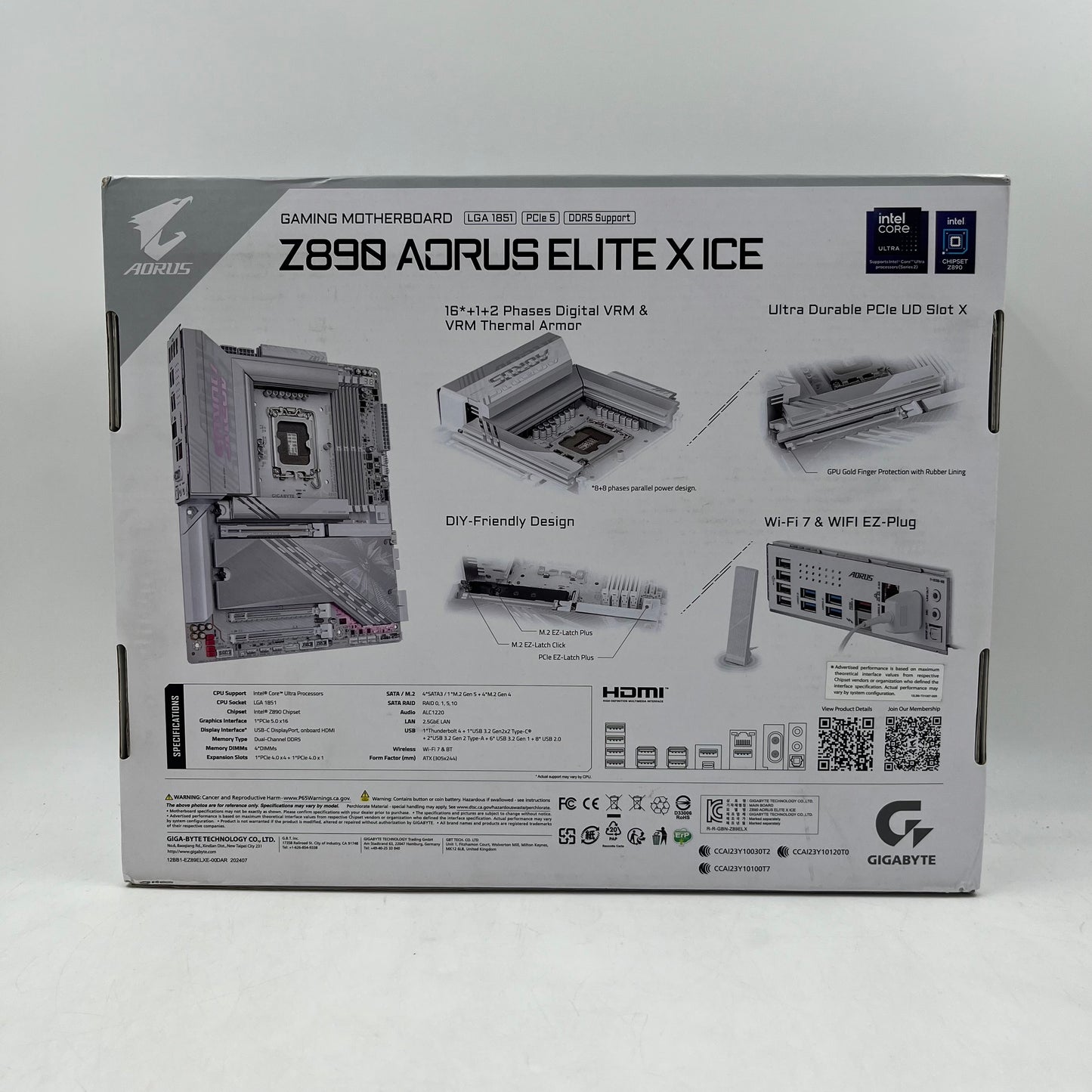 New GIGABYTE Z890 Aorus Elite X Ice LGA 1851 ATX Motherboard