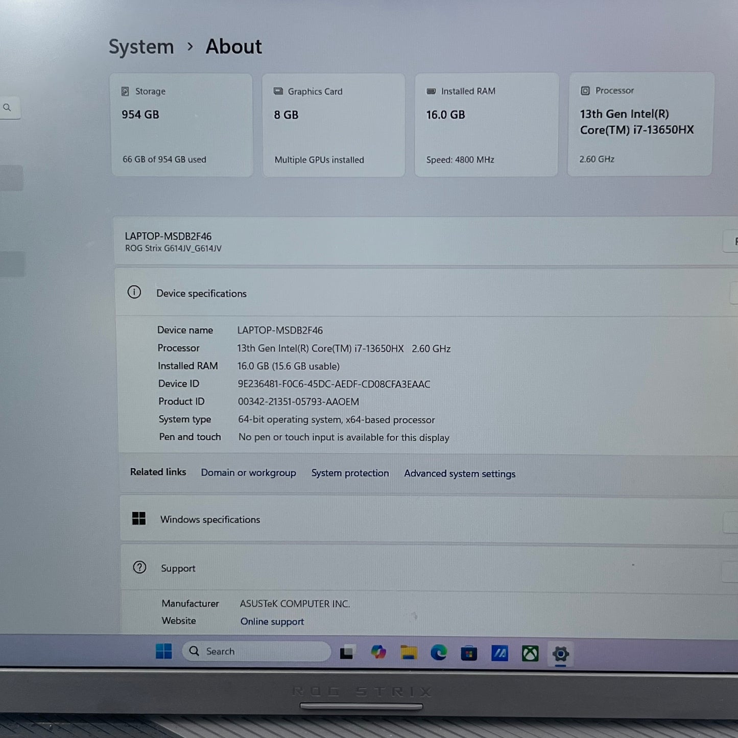 ASUS ROG Strix G G614J 16" i7-13650HX 2.6GHz 16GB RAM 1TB SSD GeForce RTX 4060