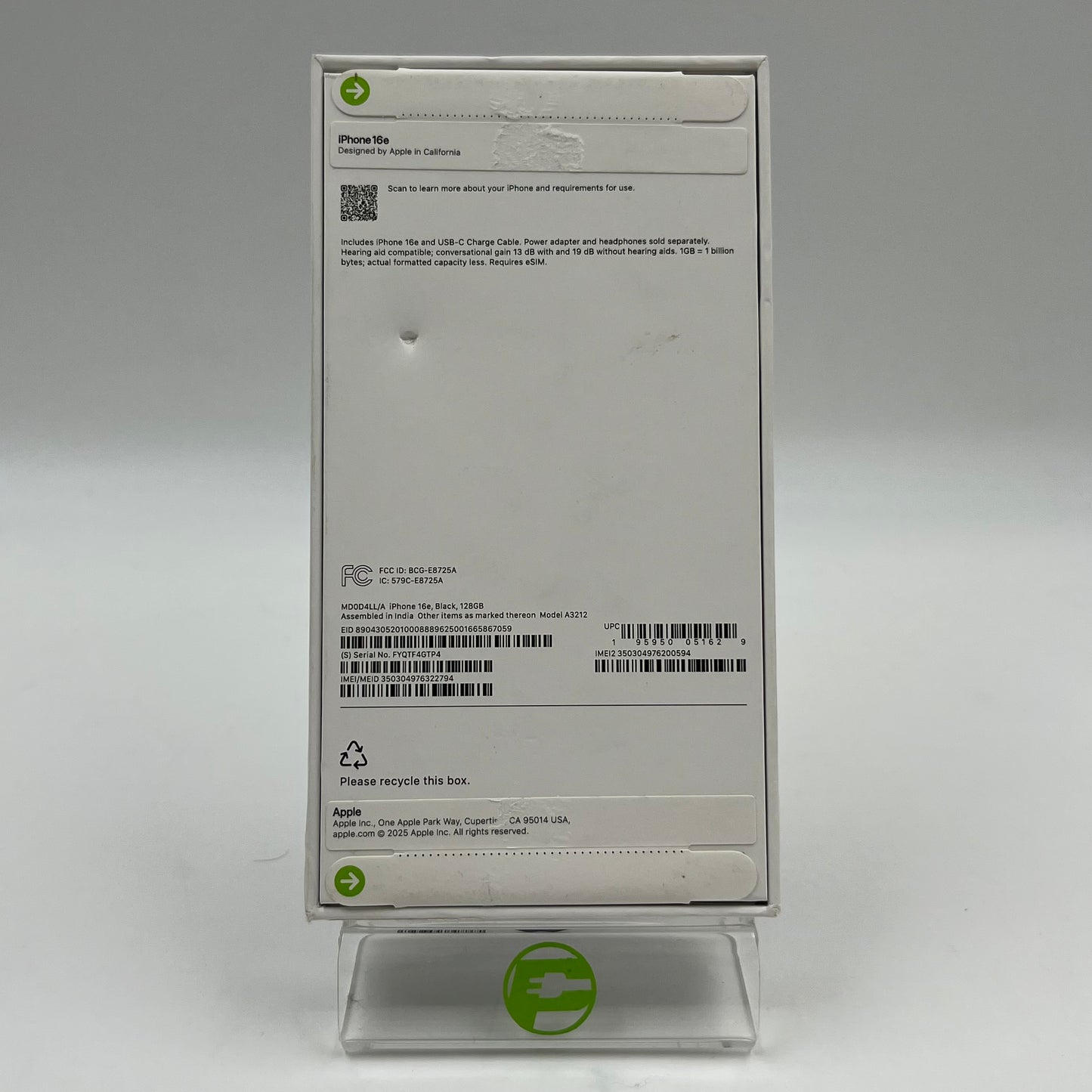 New Unlocked Apple iPhone 16e 128GB Black MD0D4LL/A