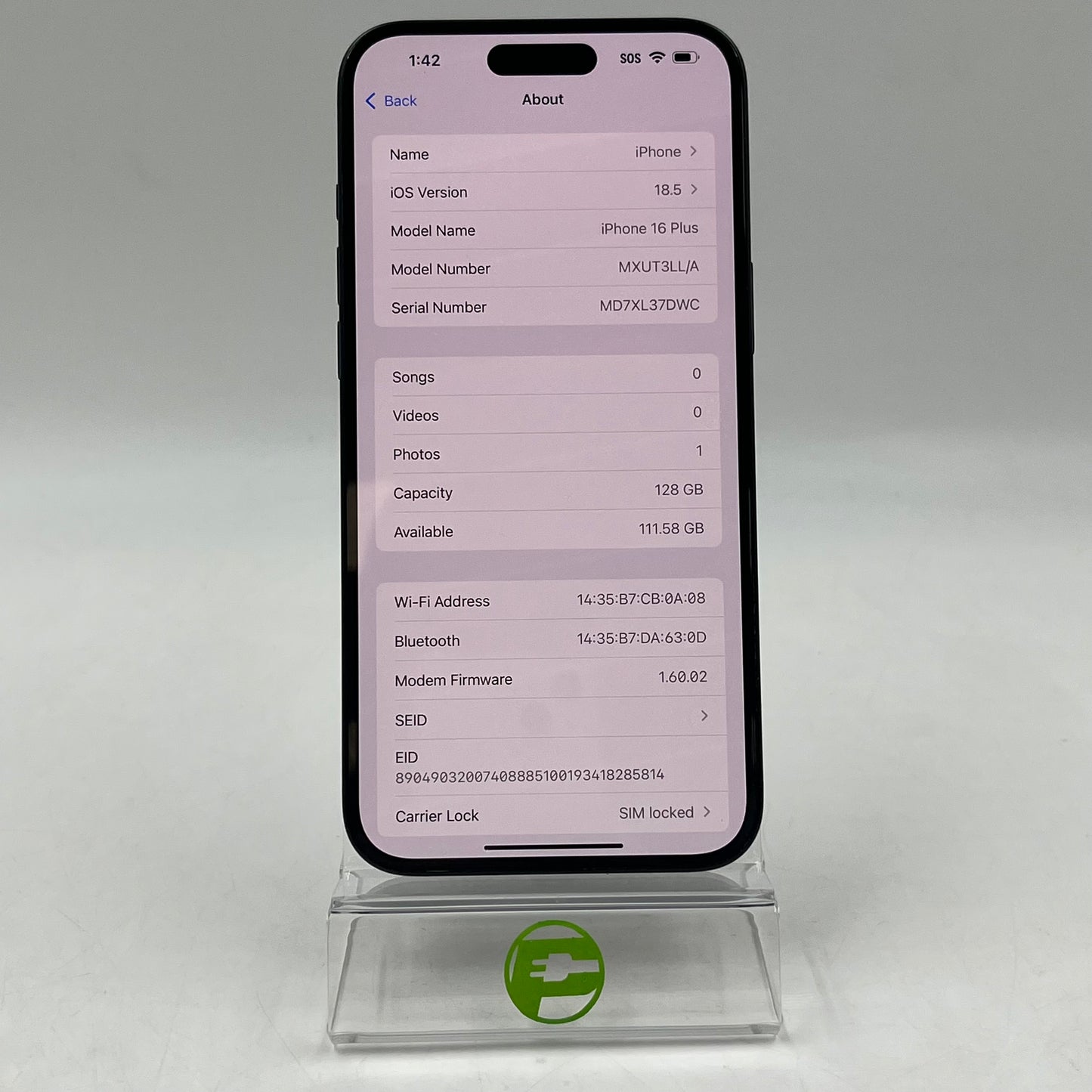 T-Mobile Apple iPhone 16 Plus 128GB Black MXUT3LL/A