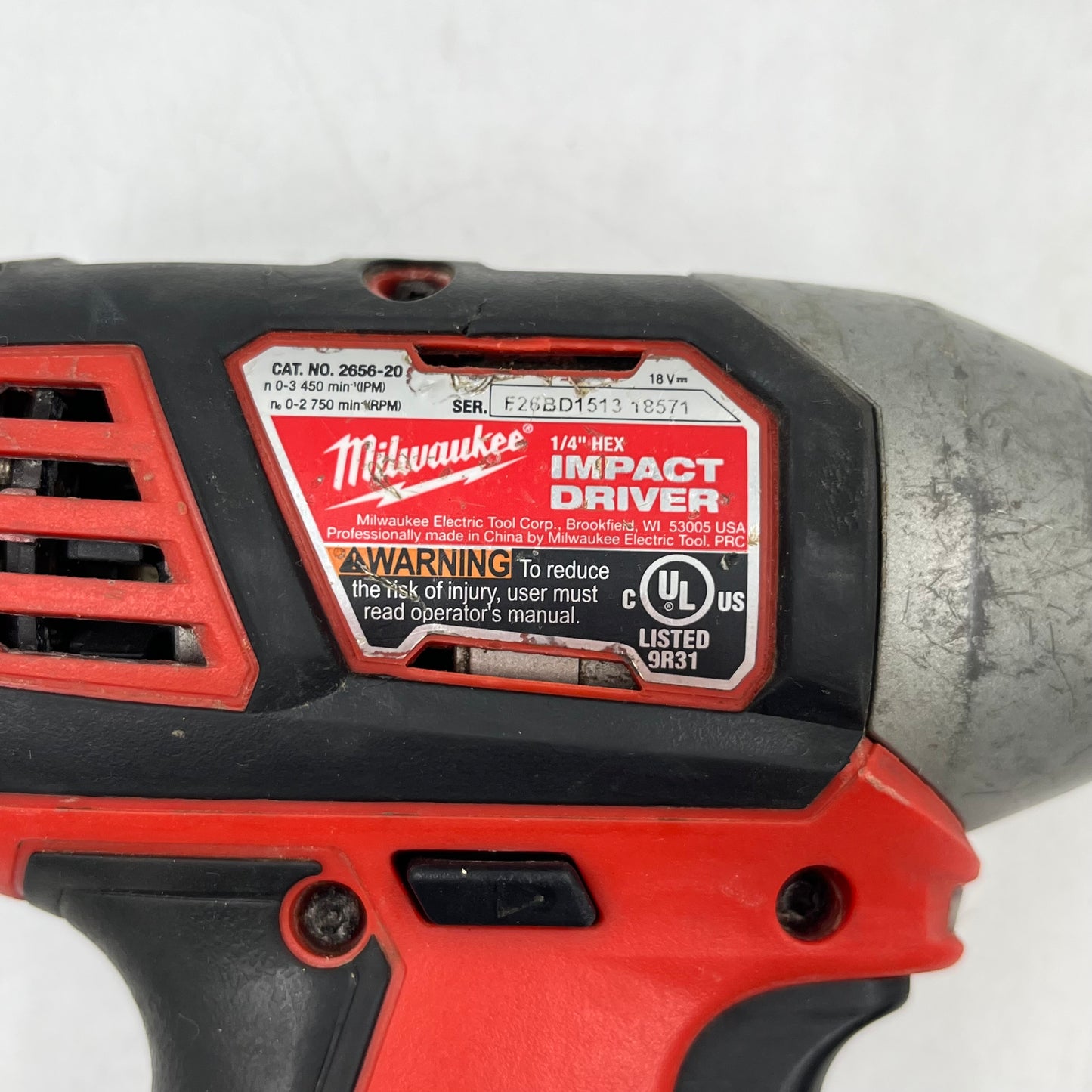 Milwaukee 2656-20 M18 18V 1/4" Hex Impact Driver Tool Only
