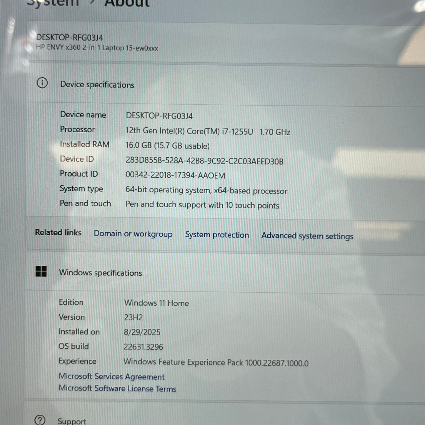 HP Envy x360 15-ew0023dx 15.6" i7-1255U 1.7GHz 16GB RAM 512GB SSD