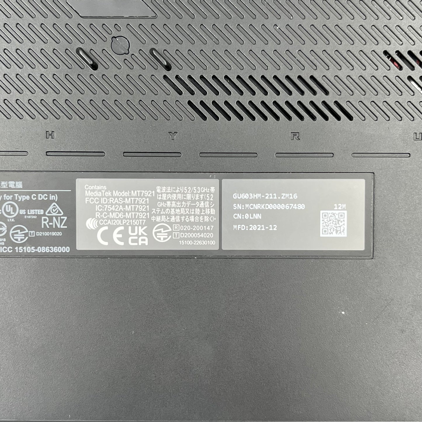 Asus ROG Zephyrus M16 GU603H i9-11900H 2.5GHz 16GB RAM 1TB SSD GeForce RTX 3060