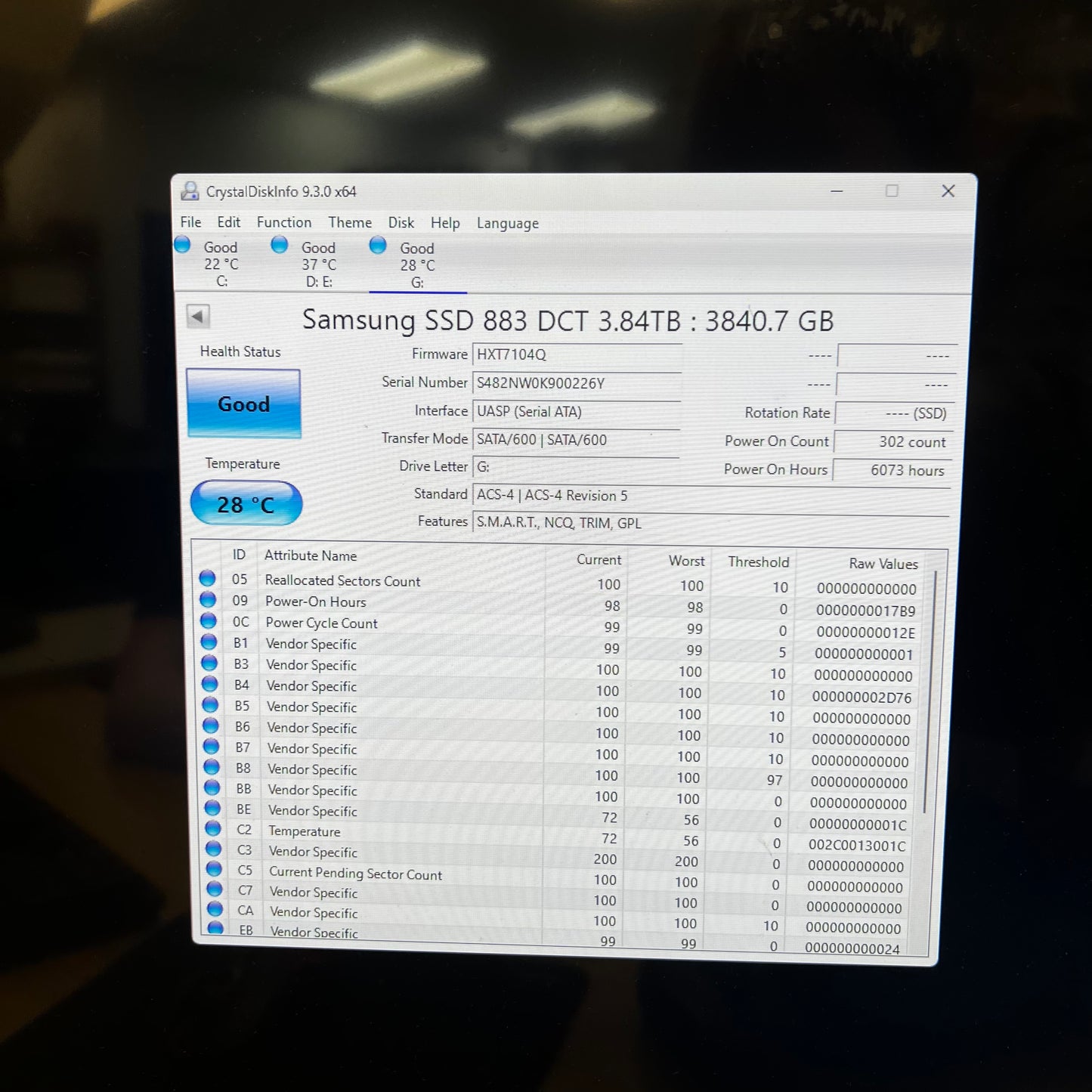 Samsung 2.5" 883 DCT 3.84TB SATA SSD