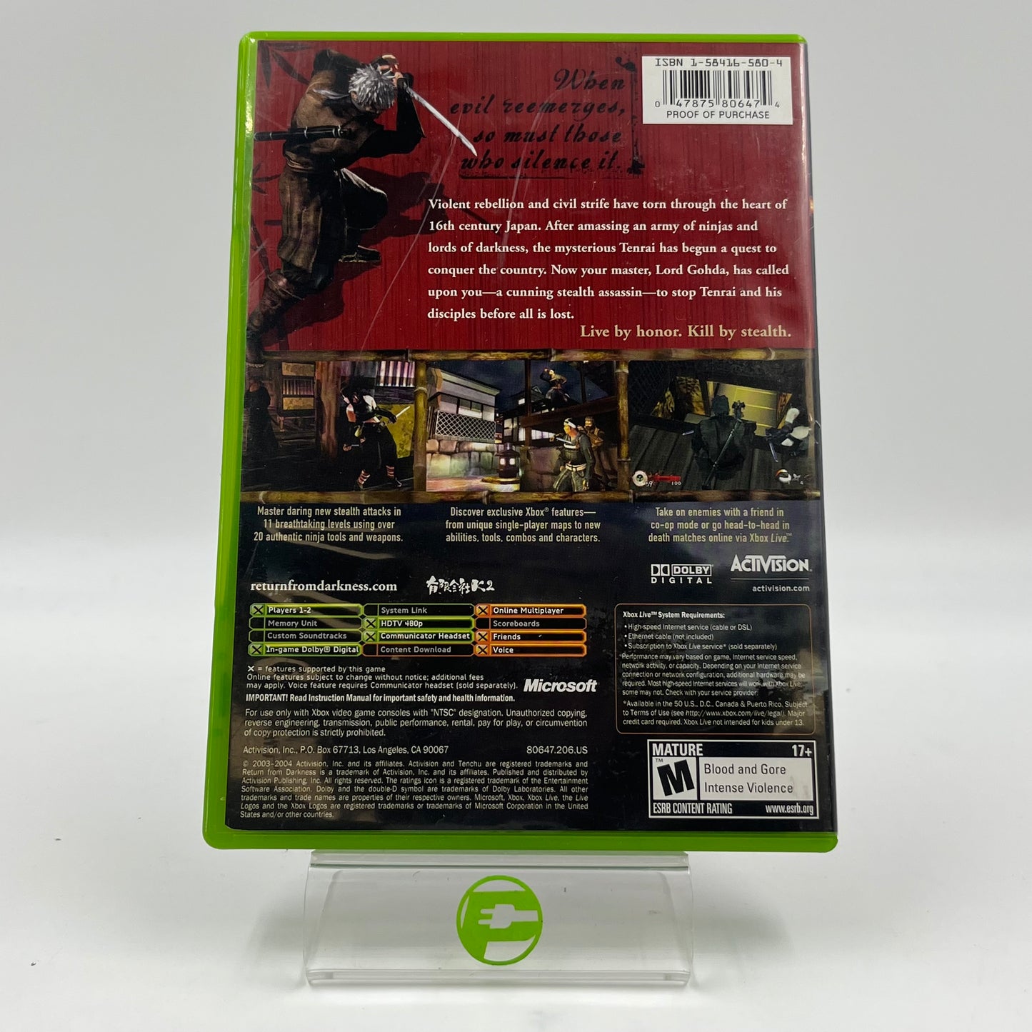 Tenchu Return from Darkness (Microsoft Xbox, 2004)