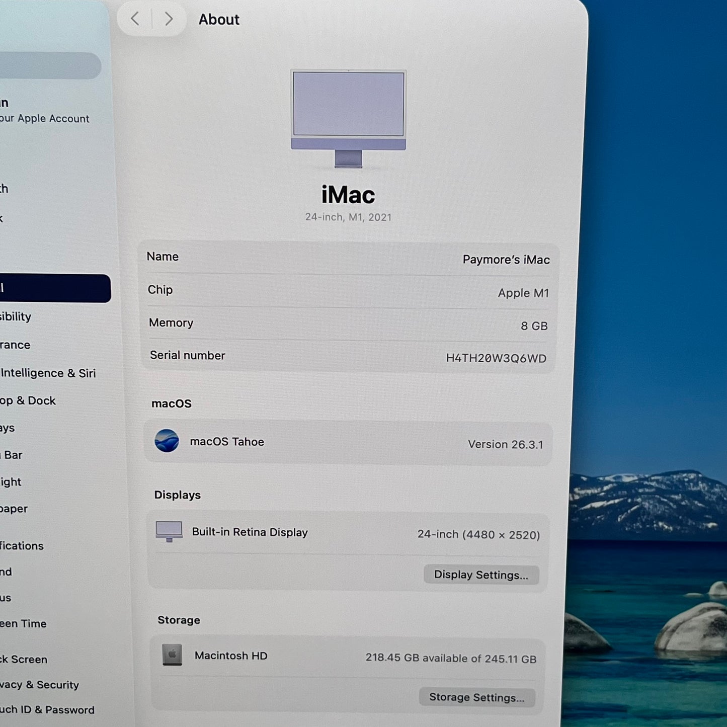 2021 Apple iMac 24" M1 8 Core 3.2GHz 8GB RAM 256GB SSD Purple MGPK3LL/A