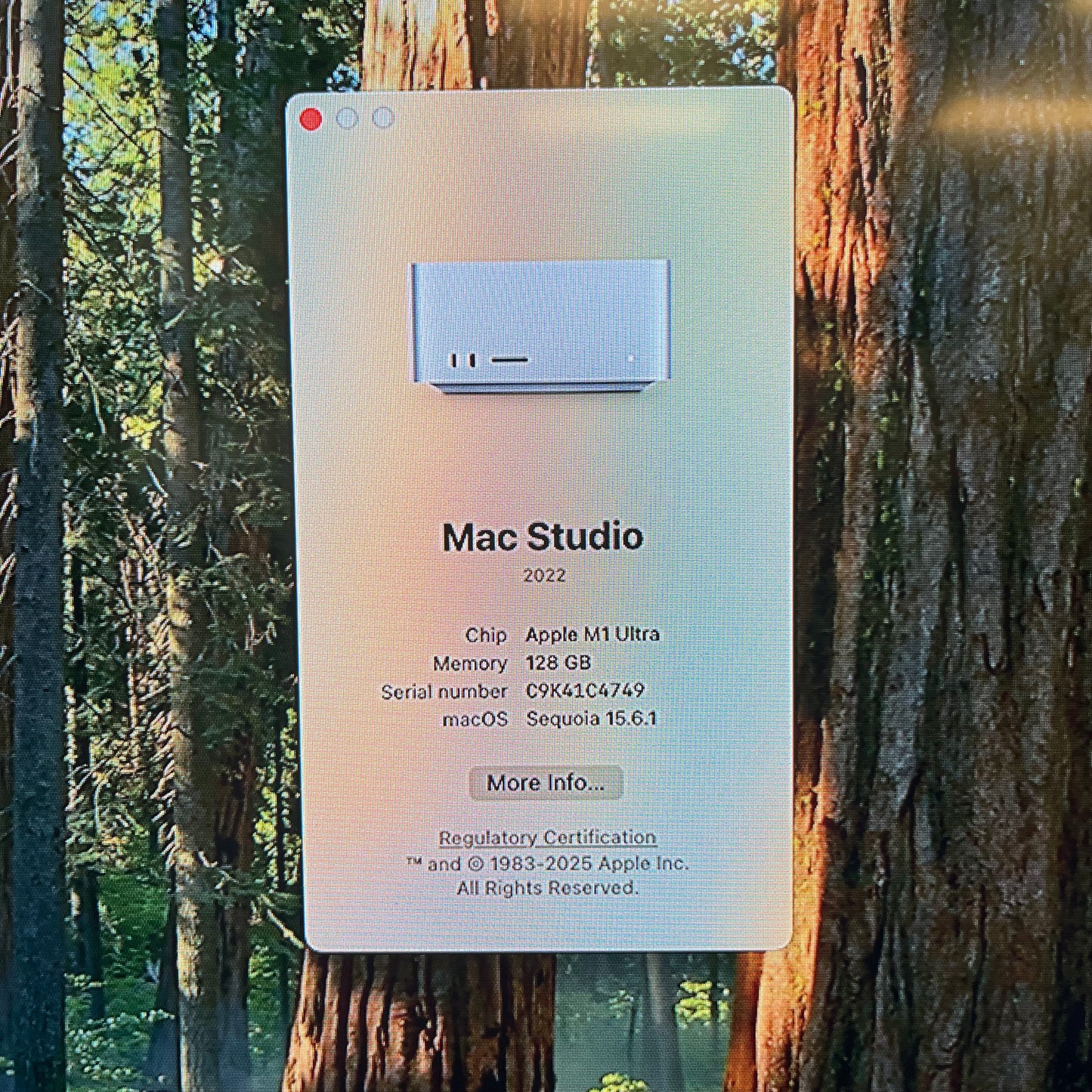 2022 Apple Mac Studio M1 Ultra 3.2GHz 128GB RAM 4TB SSD Silver A2615