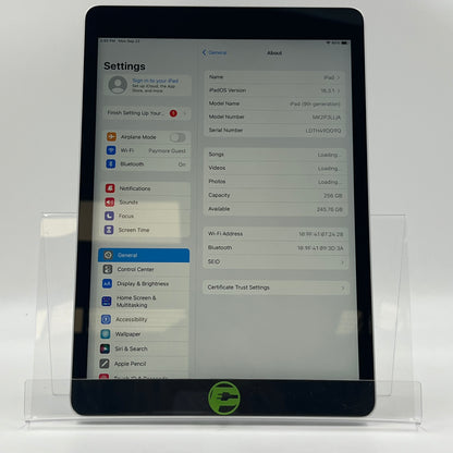 WiFi Only Apple iPad 9th Gen 256GB Silver MK2P3LL/A