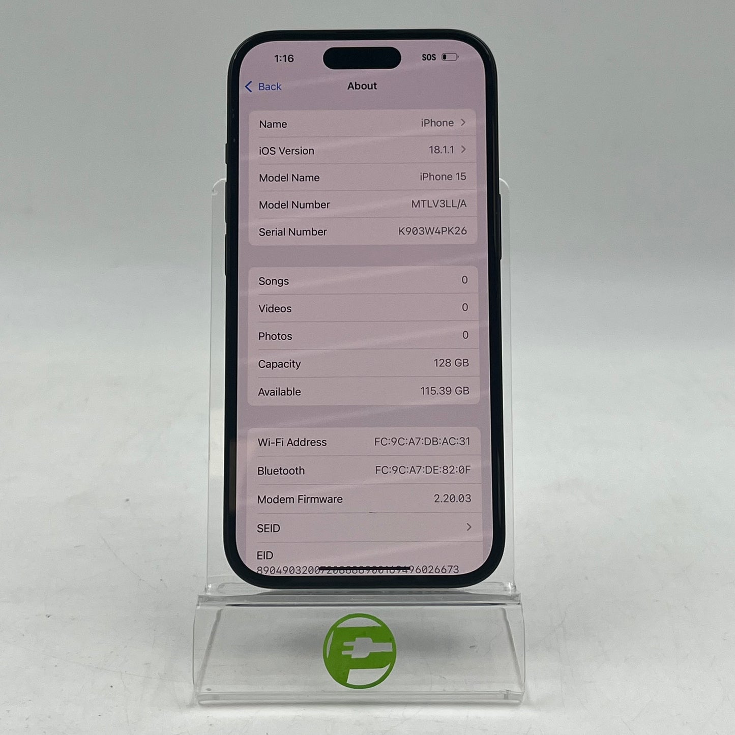 T-Mobile Apple iPhone 15 128GB Black MTLV3LL/A