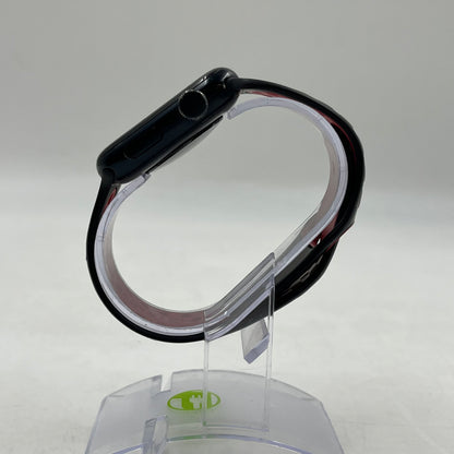 GPS Only Apple Watch SE 2nd Gen 44MM Black Aluminum Red Sport Band MNTG3LL/A
