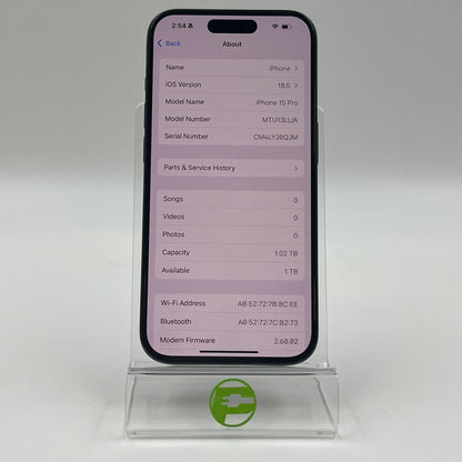 Unlocked Apple iPhone 15 Pro 1TB Black MTU13LL/A