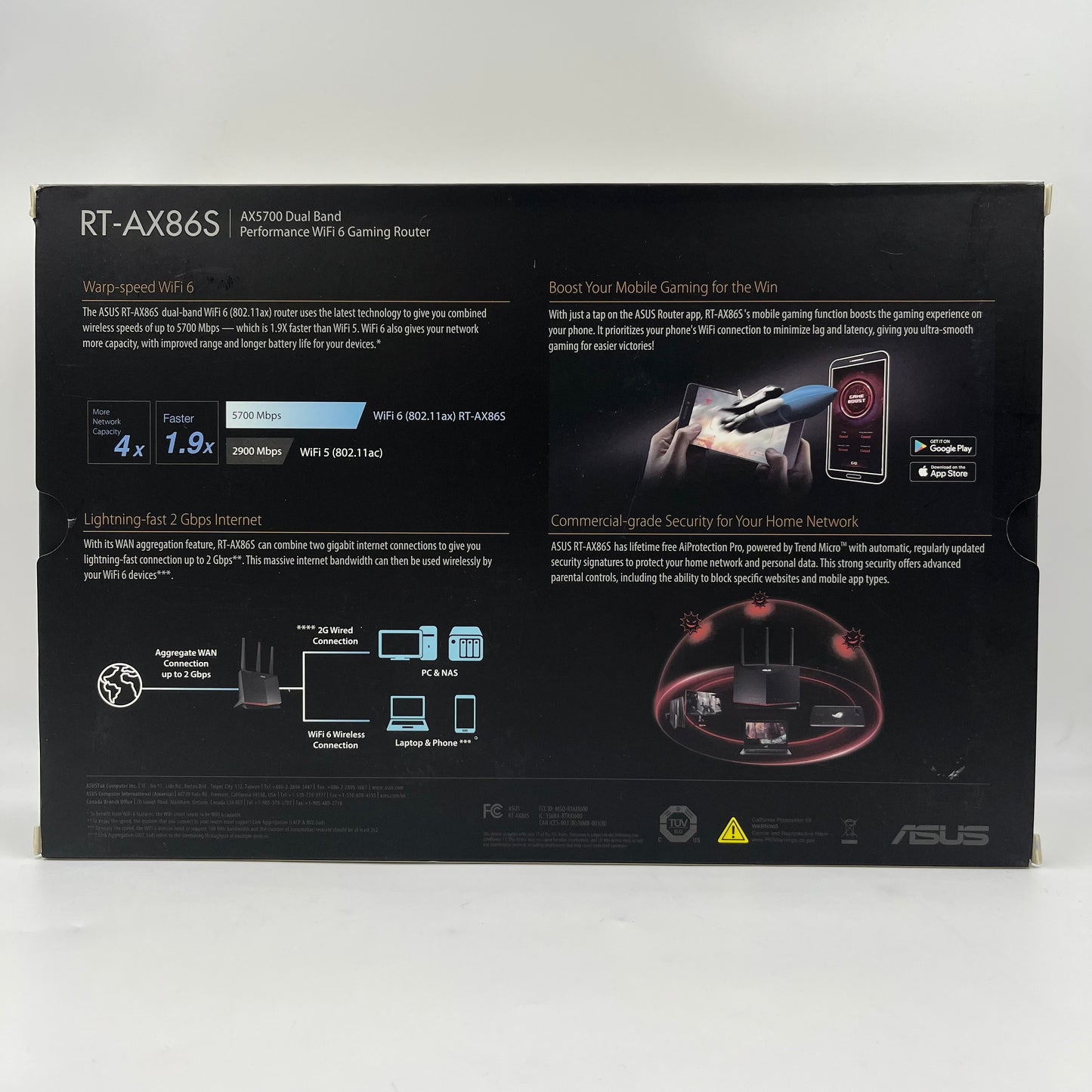 ASUS RT-AX86S Dual Band WiFi 6 AX5700 Gaming Router