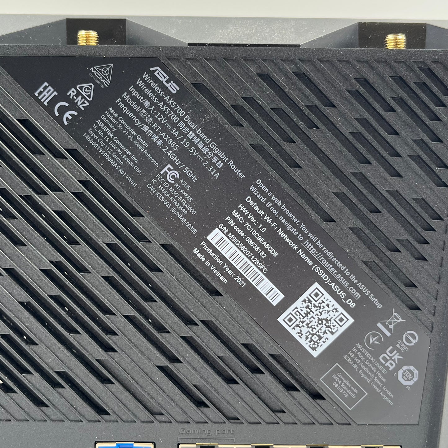 ASUS RT-AX86S Dual Band WiFi 6 AX5700 Gaming Router