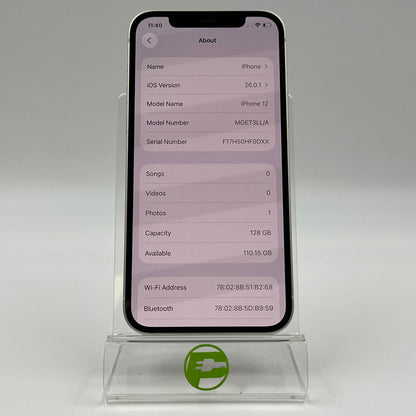 Unlocked Apple iPhone 12 128GB White MGET3LL/A