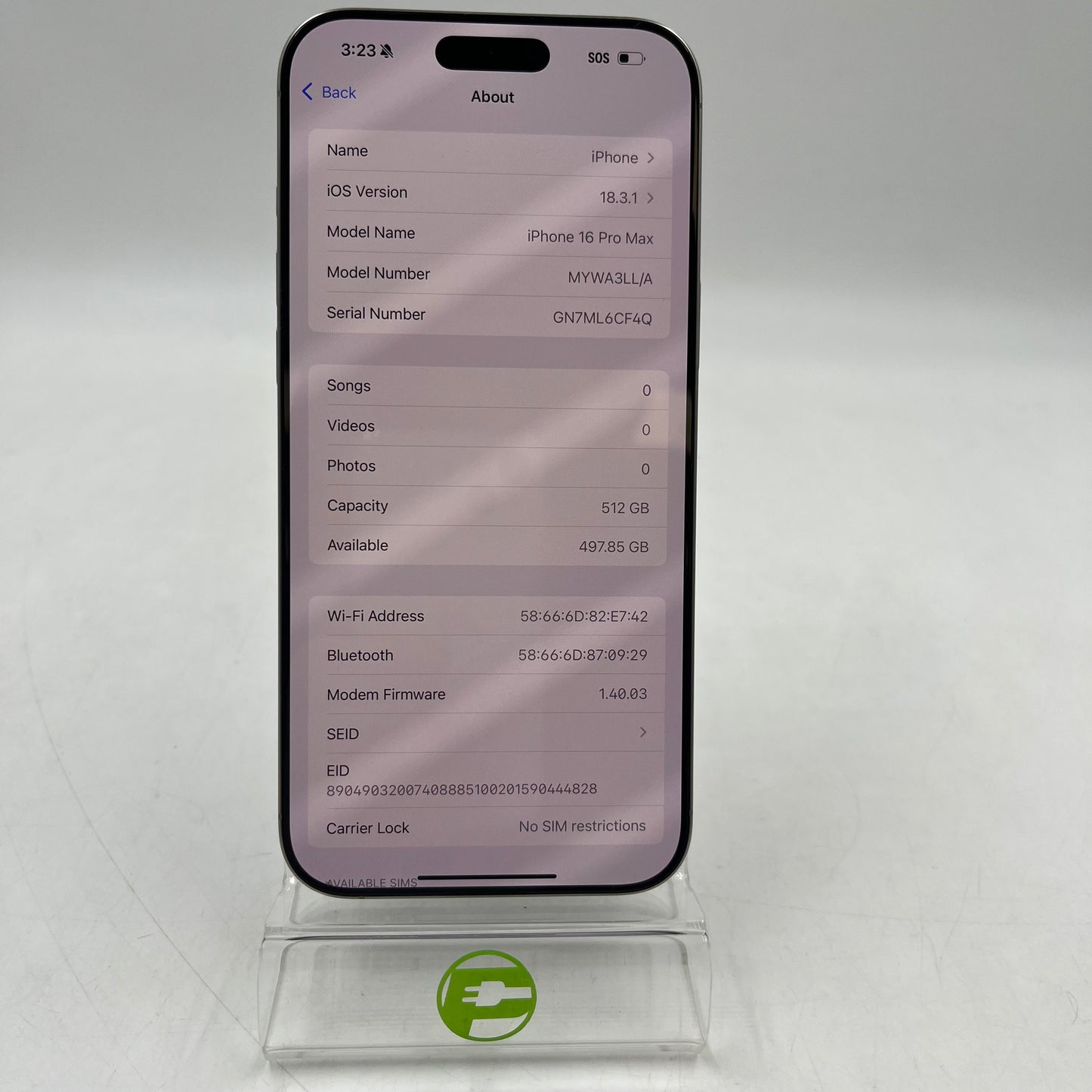 Unlocked Apple iPhone 16 Pro Max 512GB White Titanium MYWA3LL/A