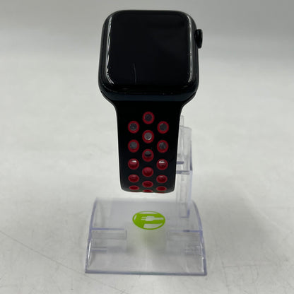 GPS Only Apple Watch SE 2nd Gen 44MM Black Aluminum Red Sport Band MNTG3LL/A