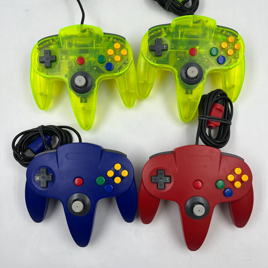 Used Lot of 4 Nintendo 64 N64 Aftermarket Wired Controllers