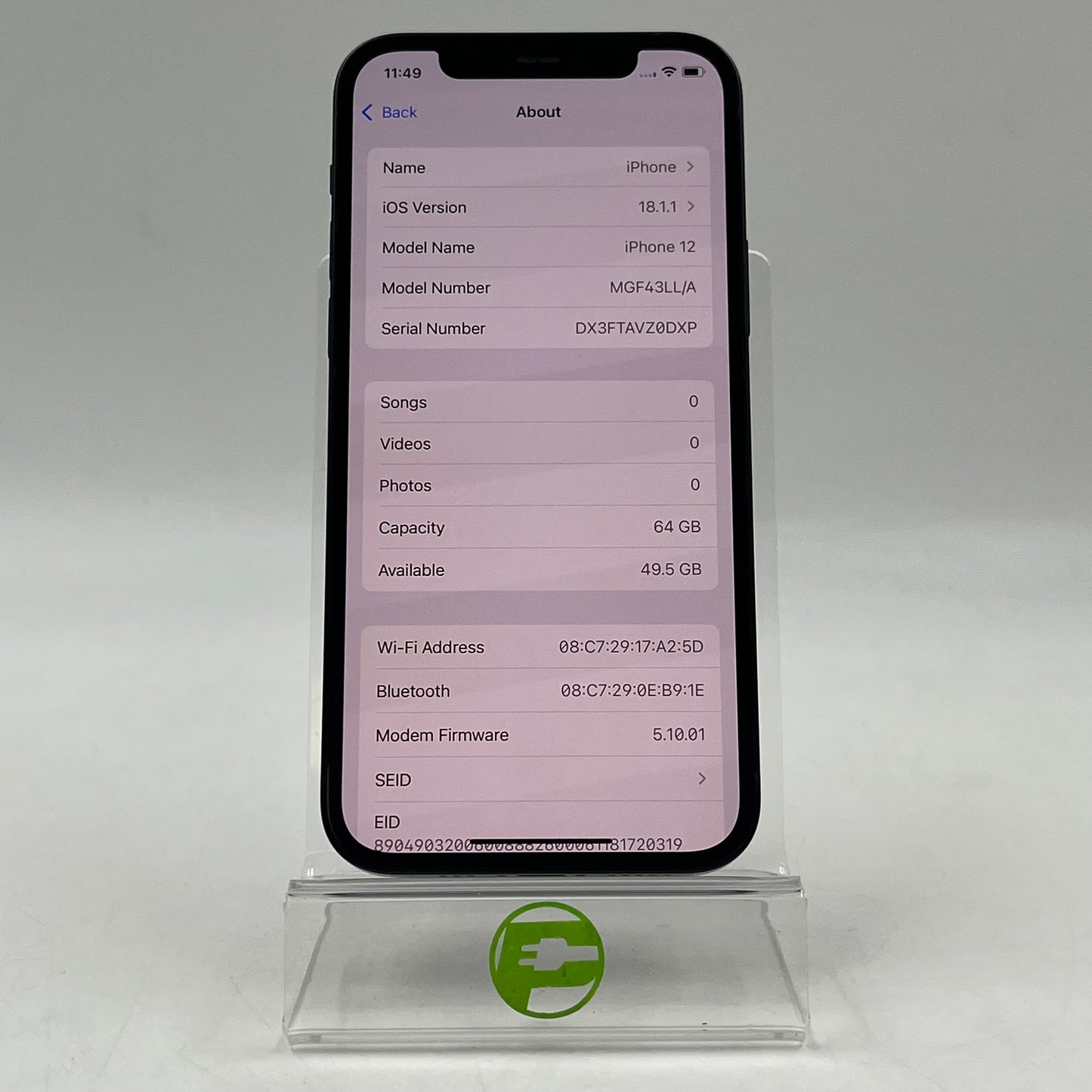 Unlocked Apple iPhone 12 64GB Black MGF43LL/A