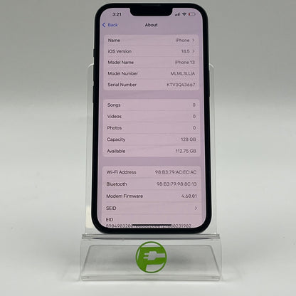 Unlocked Apple iPhone 13 128GB Midnight MLML3LL/A