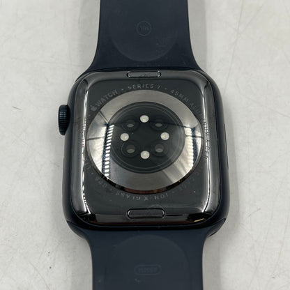 Unlocked Apple Watch Series 7 45MM Black Aluminum Midnight Sport Band MKJ73LL/A