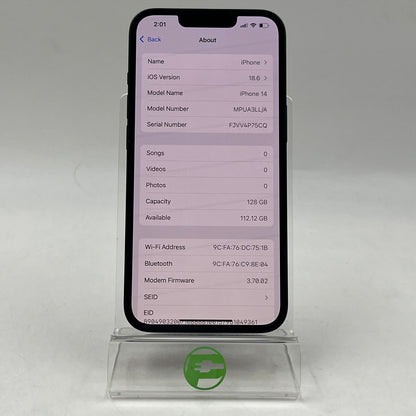 T-Mobile Apple iPhone 14 128GB Midnight MPUA3LL/A