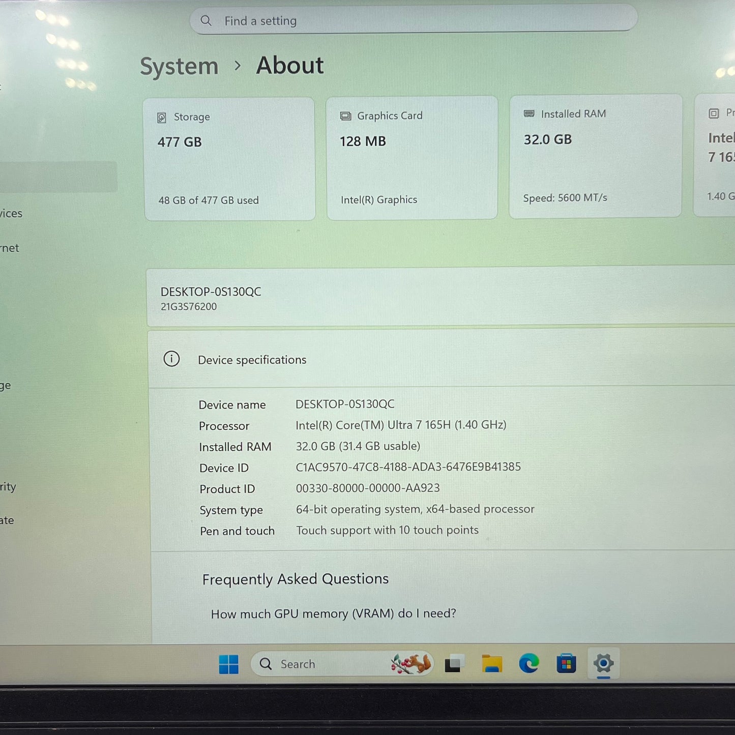 Lenovo ThinkPad P14S Gen 5 14" Core Ultra 7 165H 1.4GHz 32GB RAM 512GB SSD