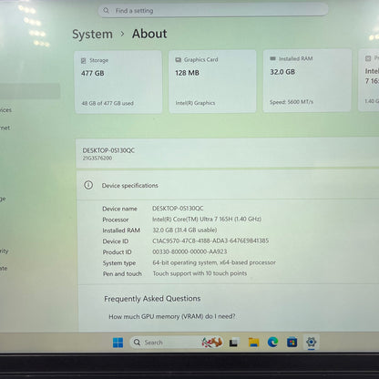 Lenovo ThinkPad P14S Gen 5 14" Core Ultra 7 165H 1.4GHz 32GB RAM 512GB SSD