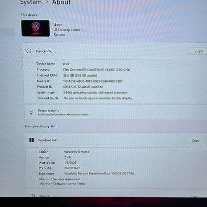 MSI Codex R i5-13400F 2.50GHz 32GB RAM 2TB SSD MSI GeForce RTX 4060