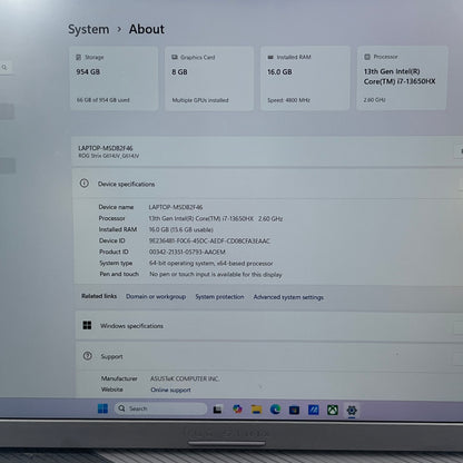 ASUS ROG Strix G G614J 16" i7-13650HX 2.6GHz 16GB RAM 1TB SSD GeForce RTX 4060