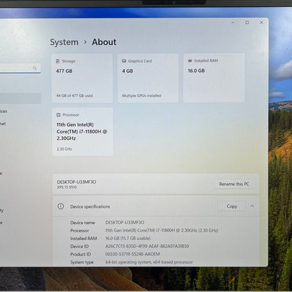 Dell XPS 15 9510 P91F 15.6" i7-11800H 2.3GHz 16GB 512GB SSD GeForce RTX 3050 Ti