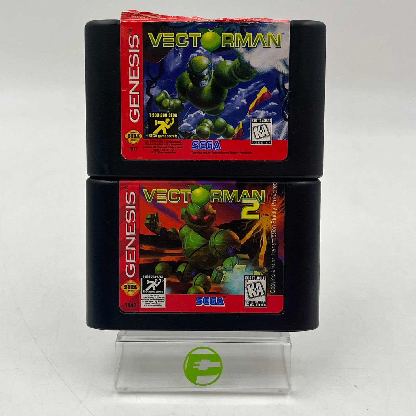 Lot of 2 Sega Genesis Games VectorMan 1 and 2 Cartridge Only
