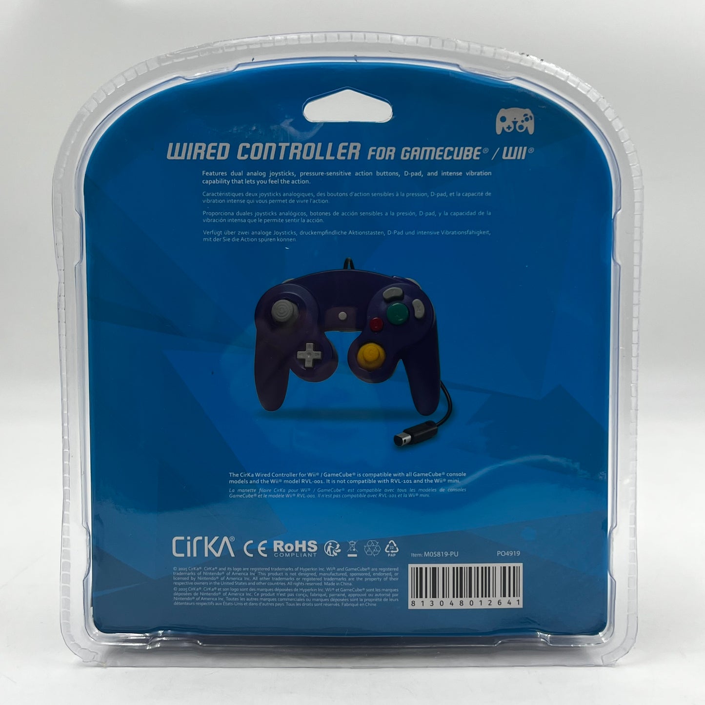 New Cirka Wired Puprle GameCube/Wii Controller M05819-PU