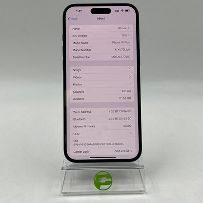 T-Mobile Apple iPhone 16 Plus 128GB Black MXUT3LL/A
