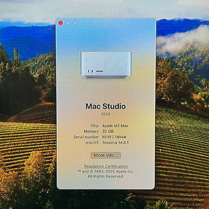 2023 Apple Mac Studio M2 Max 3.5GHz 32GB RAM 8TB SSD Silver A2901