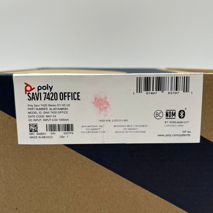 Poly Savi 7420 Office Wireless DECT Stereo Headset Black