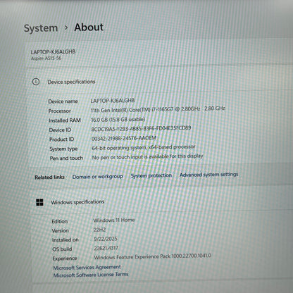 Acer Aspire 5 A515-56 15.6" i7-1165G7 2.8GHz 16GB RAM 512GB SSD