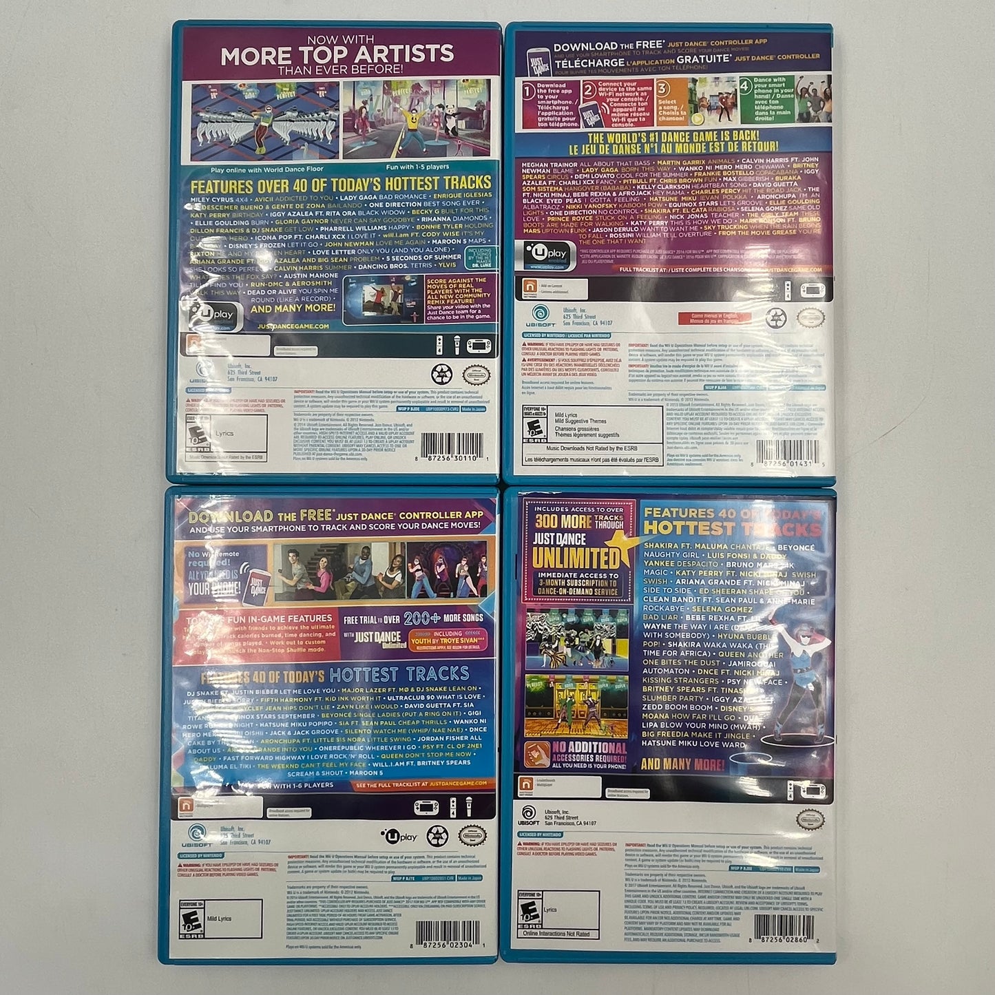 Lot of 4 Nintendo Wii U Games Just Dance 2015, 2016, 2017, 2018