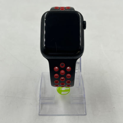 GPS Only Apple Watch SE 2nd Gen 44MM Black Aluminum Red Sport Band MNTG3LL/A