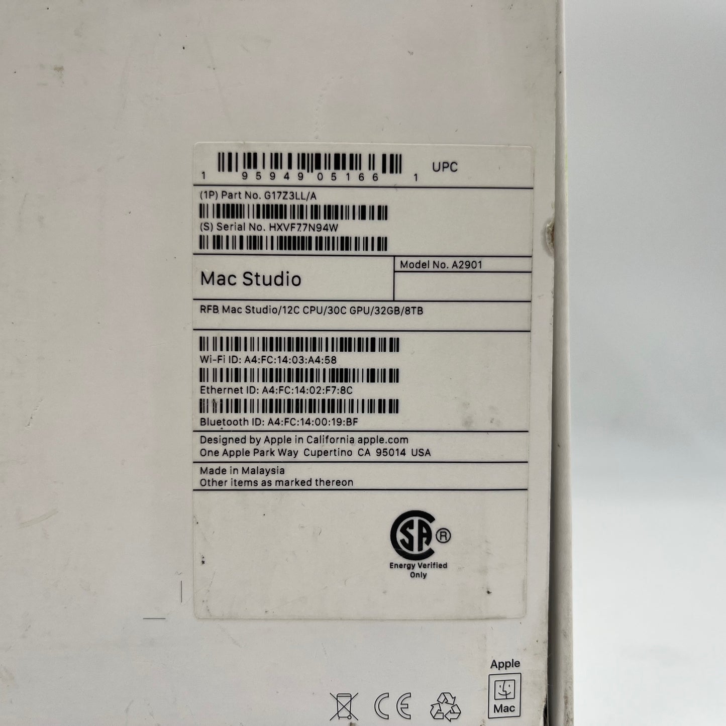 2023 Apple Mac Studio M2 Max 3.5GHz 32GB RAM 8TB SSD Silver A2901