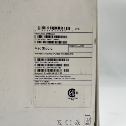 2023 Apple Mac Studio M2 Max 3.5GHz 32GB RAM 8TB SSD Silver A2901