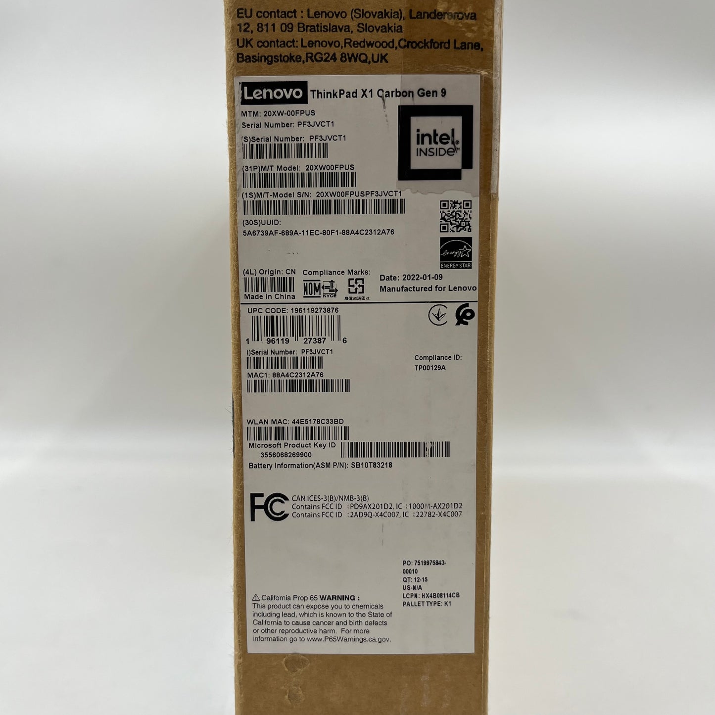 New Lenovo ThinkPad X1 Carbon Gen 9 14" i5-1135G7 2.4GHz 16GB RAM 512GB SSD