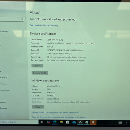 Broken Microsoft Surface Pro 5 1796 12" i5-7300U 2GHz 8GB RAM 128GB Bad Touch