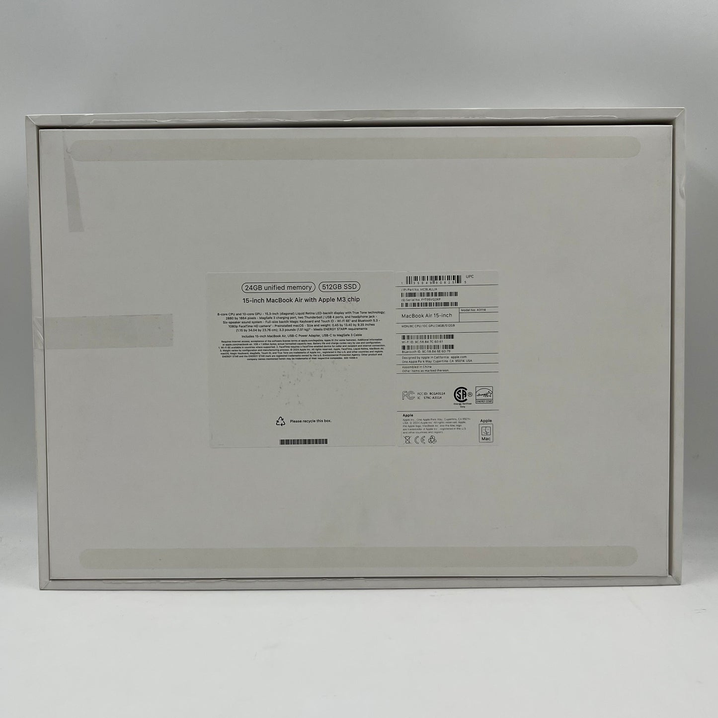 2024 Apple MacBook Air 15" M3 10 Core 4.0GHz 24GB RAM 512GB SSD A3114