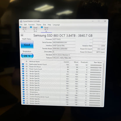 Samsung 2.5" 883 DCT 3.84TB SATA SSD