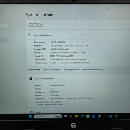 HP Laptop 15-dy5399nr 15.6" i5-1235U 1.3GHz 16GB RAM 512GB SSD