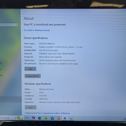 Alienware M15 15.6" i7-8750H 2.2GHz 16GB RAM 256GB SSD 1TB HDD GeForce GTX 1060