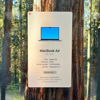 2022 Apple MacBook Air 13.6" M2 10C GPU 3.5GHz 8GB RAM 512GB SSD A2681