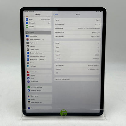 WiFi Only Apple iPad Pro 12.9" 5th Gen 128GB Silver MHNG3LL/A